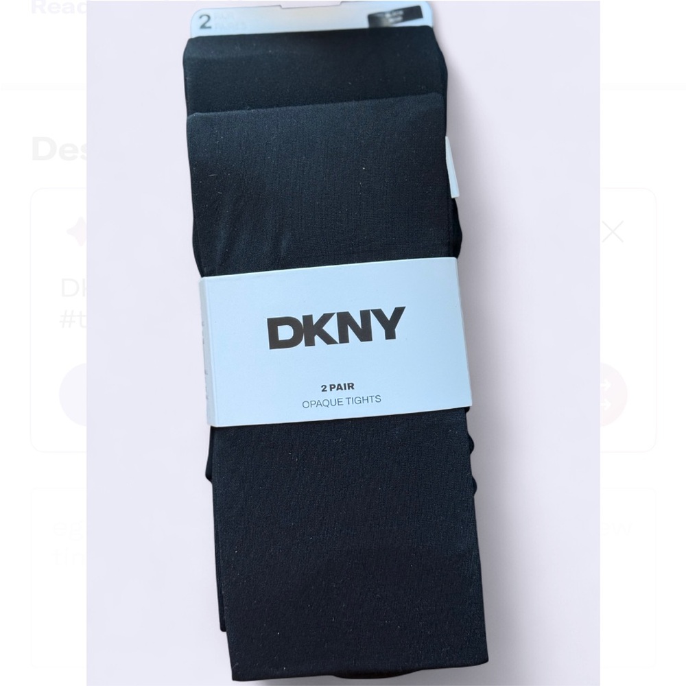 DKNY Black Opaque Tights - 2 Pack L-Xl